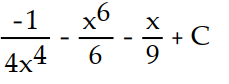 Find the most general antiderivative.       -  dx A)     B)     C)     D)    