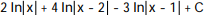 Express the integrand as a sum of partial fractions and evaluate the integral. -  dx A)   B)    C)   D)  