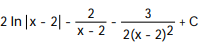 Express the integrand as a sum of partial fractions and evaluate the integral. -   dx A)   B)   C)   D)   