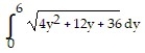  Set up an integral for the length of the curve. -x =   + 6y, 0  \le  y  \le  6 A)    B)    C)    D)    