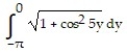  Set up an integral for the length of the curve. -x = sin 5y, -   \pi   \le  y  \le  0 A)    B)    C)    D)    