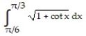  Set up an integral for the length of the curve. -y =   ,   \le  x  \le   A)    B)    C)    D)    