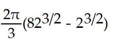  Find the area of the surface generated when the given curve is revolved about the y-axis.   -y =   , for    \le  x  \le  9  A)    B)    C)    D)    