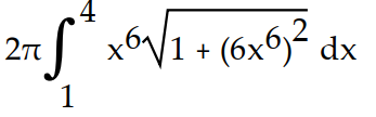 Write the integral that gives the surface area generated when the curve is revolved about the x-axis. Do not simplify.    -y =   on [ 1, 4] A)     B)     C)     D)    