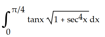 Write the integral that gives the surface area generated when the curve is revolved about the x-axis. Do not simplify.    -y = tanx on   A)     B)     C)     D)    