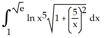 Write the integral that gives the surface area generated when the curve is revolved about the x-axis. Do not simplify.    -y = ln   on [1,   ] A)     B)     C)     D)    