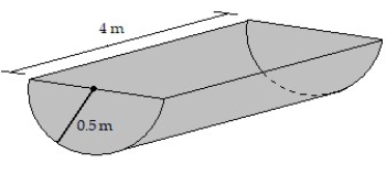  Solve the problem.    -A water trough has a semicircular cross section with a radius of 0.5 m and a length of 4 m (see figure) . How much work is required to pump water out of the trough when it is full? Round to two decimal places when appropriate.   A)  1633.33 J B)  3266.67 J C)  19,600 J D)  38,587.5 \pi  J 