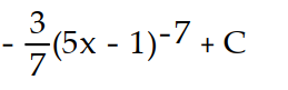Evaluate the integral using the given substitution.       -  dx , u = 5x - 1 A)       B)        C)       D)      