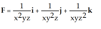 Find the gradient field F of the function f.         -f(x, y, z)  =   A)    B)    C)    D)   