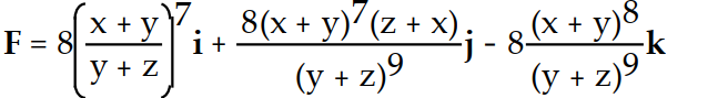 Find the gradient field F of the function f.         -f(x, y, z)  =   A)    B)    C)    D)   