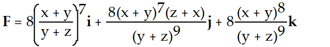 Find the gradient field F of the function f.         -f(x, y, z)  =   A)    B)    C)    D)   