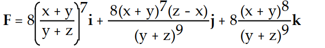 Find the gradient field F of the function f.         -f(x, y, z)  =   A)    B)    C)    D)   