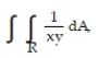  Evaluate the double integral over the given region. -  R = {(x, y) : 9  \le x \le 10, 9 \le y \le 10} A)    B)    C)    D)  ln   