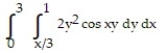 Reverse the order of integration and then evaluate the integral. -  A)  cos 3 - 1 B)  2(1 - cos 3)  C)    (1 - cos 3)  D)    (1 - cos 3) 