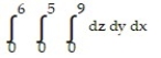 Solve the problem. -Write an iterated triple integral in the order   for the volume of the rectangular solid in the first octant bounded by the planes   ,   , and   . A)    B)    C)    D)   