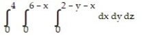 Solve the problem. -Write an iterated triple integral in the order   for the volume of the rectangular solid in the first octant bounded by the planes   ,   , and   . A)    B)    C)    D)   