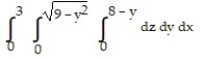 Solve the problem. -Write an iterated triple integral in the order   for the volume of the region in the first octant enclosed by the cylinder   and the plane   . A)    B)    C)    D)   