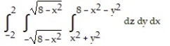 Solve the problem. -Write an iterated triple integral in the order   for the volume of the region enclosed by the paraboloids   and   . A)    B)    C)    D)   