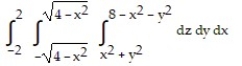 Solve the problem. -Write an iterated triple integral in the order   for the volume of the region enclosed by the paraboloids   and   . A)    B)    C)    D)   