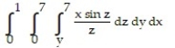Evaluate the integral by changing the order of integration in an appropriate way. -  A)    B)  1 - sin 7 C)  1 + cos 7 D)   
