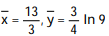 Find the center of mass of a thin plate of constant density covering the given region. -The region between the curve y =   and the x-axis from   to   A)   B)   C)   D)  