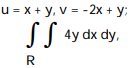 Use the given transformation to evaluate the integral. -  where R is the parallelogram bounded by the lines         A)  34 B)  17 C)  13 D)  26