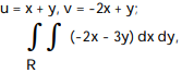 Use the given transformation to evaluate the integral. -  where R is the parallelogram bounded by the lines         A)  -   B)  -   C)  -   D)  -  