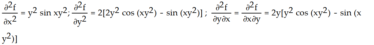 Find all the second order partial derivatives of the given function. -f(x, y)  = cos (x   )  A)      B)    C)     D)   
