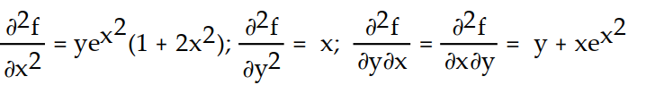 Find all the second order partial derivatives of the given function. -f(x, y)  = x   + y   + 5 A)     B)    C)     D)    
