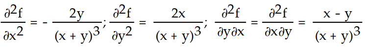 Find all the second order partial derivatives of the given function. -f(x, y)  =   A)      B)    C)     D)    