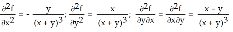 Find all the second order partial derivatives of the given function. -f(x, y)  =   A)      B)    C)     D)    