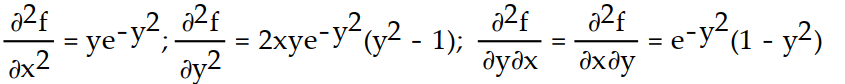 Find all the second order partial derivatives of the given function. -f(x, y)  = xy   A)      B)    C)    D)   