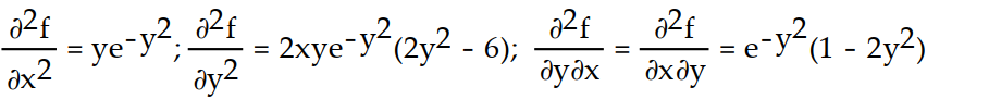 Find all the second order partial derivatives of the given function. -f(x, y)  = xy   A)      B)    C)    D)   