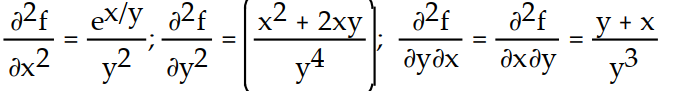 Find all the second order partial derivatives of the given function. -f(x, y)  =   A)     B)   C)    D)   