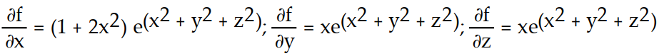 Find all the first order partial derivatives for the following function.   -f(x,y,z)  = x   A)      B)     C)      D)     