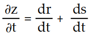 Write a chain rule formula for the following derivative. -  for z = f(r, s) ; r = g(t) , s = h(t)  A)       B)      C)      D)      