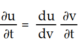 Write a chain rule formula for the following derivative. -  for u = f(v) ; v = h(s, t)  A)       B)      C)       D)      