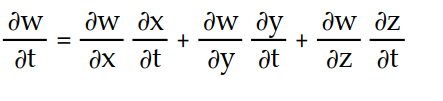 Write a chain rule formula for the following derivative. -  for w = f(x, y, z) ; x = g(r, s, t) , y = h(r, s, t) , z = k(r, s, t)  A)       B)      C)       D)      