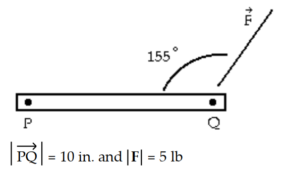 <strong>Solve the problem. -Find the magnitude of the torque in foot-pounds at point P for the following lever: </strong> A) 6.34 ft-lb B) 3.78 ft-lb C) 50 ft-lb D) 1.76 ft-lb