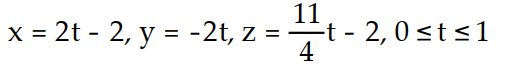 Find a parametrization for the line segment beginning at   and ending at   . -  ( -2, -2, -2)  and     A)    B)    C)    D)   