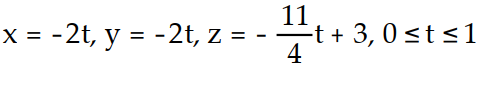 Find a parametrization for the line segment beginning at   and ending at   . -  ( -2, -2, -2)  and     A)    B)    C)    D)   