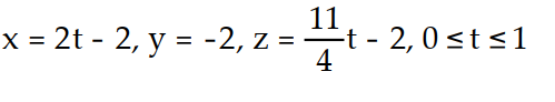 Find a parametrization for the line segment beginning at   and ending at   . -  ( -2, -2, -2)  and     A)    B)    C)    D)   