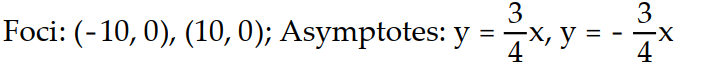 Solve the problem.   -Find the foci and asymptotes of the following hyperbola:   -   = 1  A)     B)     C)     D)    