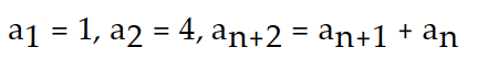 <strong>A recursion formula and the initial term(s) of a sequence are given. Write out the first five terms of the sequence. - </strong> A) 1, 4, 5, 10, 15 B) 1, 4, 5, 9, 14 C) 1, 1, 2, 3, 5 D) 1, 4, 5, 6, 7