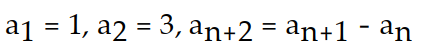 <strong>A recursion formula and the initial term(s) of a sequence are given. Write out the first five terms of the sequence. - </strong> A) 1, 3, 2, -1, -3 B) 1, -3, 4, -5, 6 C) 1, 3, 2, 1, 0 D) 1, -1, 2, -3, 5