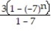 <strong>Find a formula for the nth partial sum of the series and use it to find the series' sum if the series converges. -3 - 21 + 147 - 1029 + ... + 3 . + ...</strong> A) ; B) ; series diverges C) ; series diverges D) ;