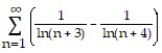 Determine if the series converges or diverges. If the series converges, find its sum. -  A)  converges; ln 4 B)  converges;   C)  converges;   D)  diverges
