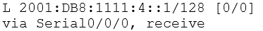 Given the following route information returned from the show ipv6 route command, which value comes first within the brackets ([…]) ?   A)  The administrative distance B)  The metric C)  The connection type D)  The interface number