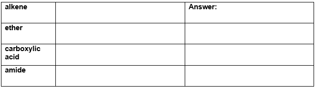 Draw a representative molecule containing three carbons for each of the following.  