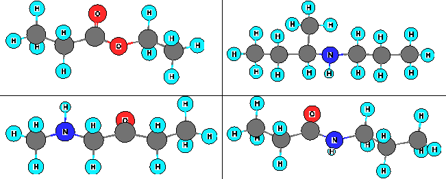 What is the line structure for the compound containing an amide-linking group?  
